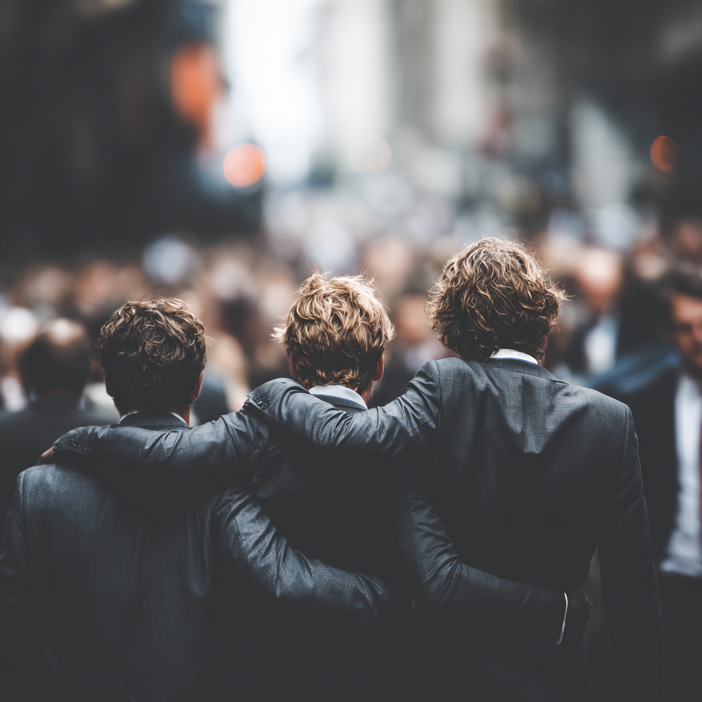 Спільнота успішних чоловіків після досягнення своїх цілей, демонструють братство та взаємну підтримку